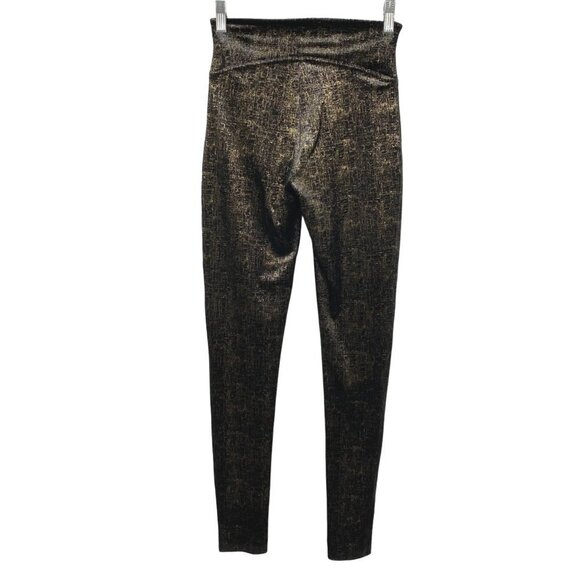 Spanx Velvet Shine Leggings Black Gold Polyester Blend Pull On‎ Women's Small - Picture 4 of 8